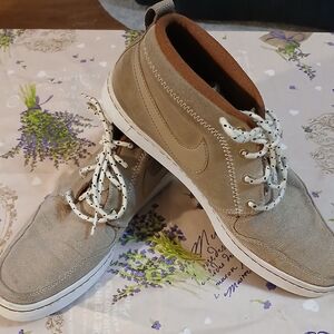 Nike Beige High-Top Sneakers with White Accents